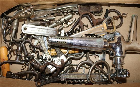 Collection of metal corkscrews and wine waiters, 19th/20th century